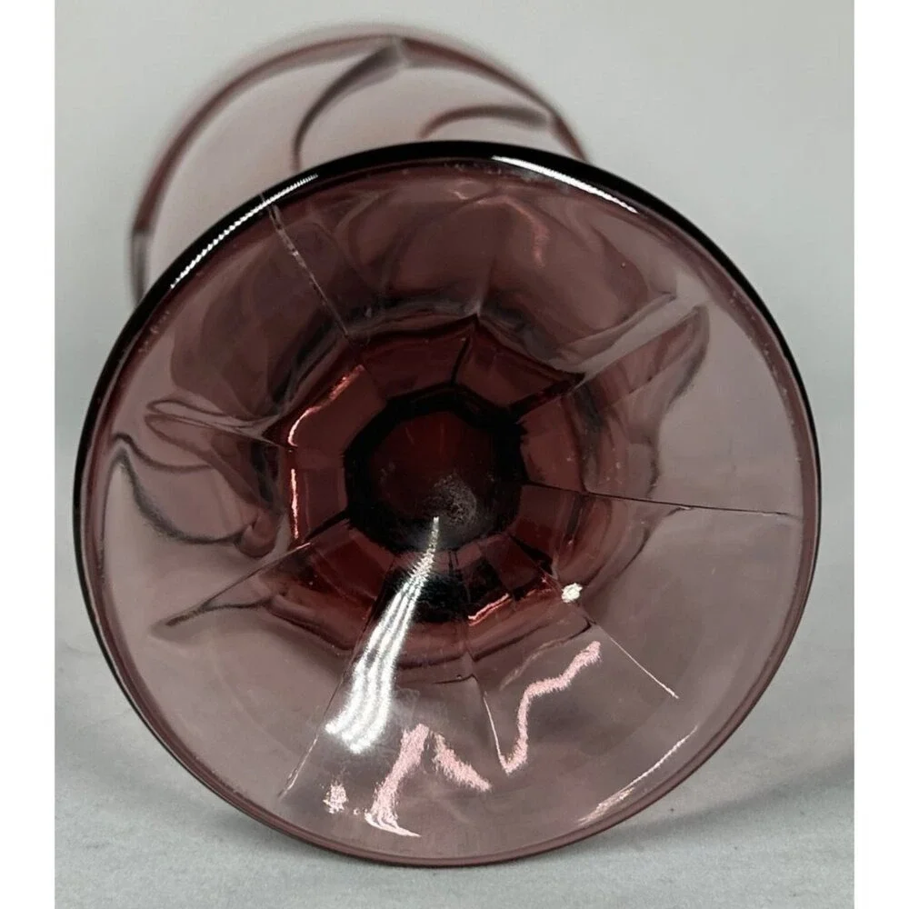 VTG 1 Noritake SWEET SWIRL Cranberry Plum Colored Goblet Glass 7 3/8